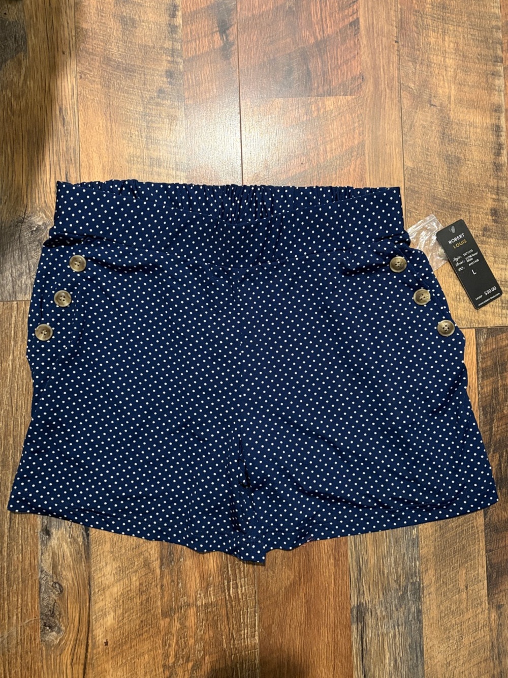 Navy Polka Dot High-Waist Women’s Shorts